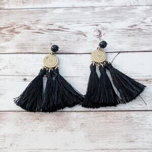 Sugar Fix Black & Gold Tone Dangle Earrings for Pierced Ears